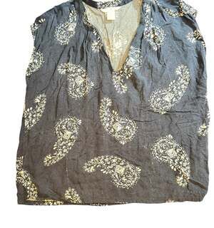 H&M Womens Paisley V Neck Sleeveless Blouse Blue Size 8
